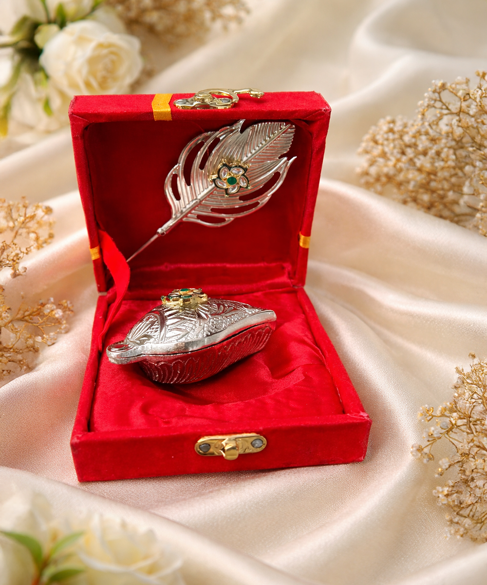 Silver Peacock feather